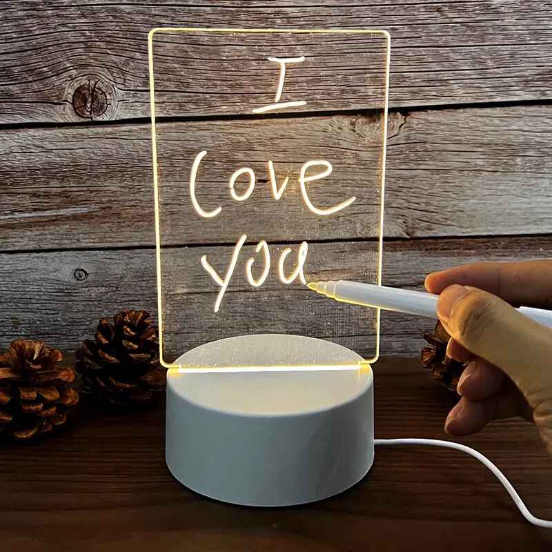 Creative LED Note and Doodle Board USB Night Light with Pen