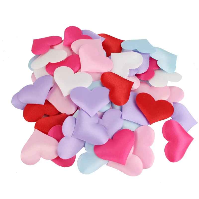 100Pcs 35mm Romantic Sponge Satin Fabric Heart Petals – Wedding Confetti, Table & Bed Decor, Valentine’s Day Decoration