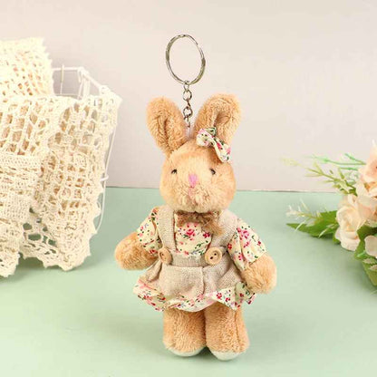 Cute Clothes Bear & Rabbit Plush Toy Keychain