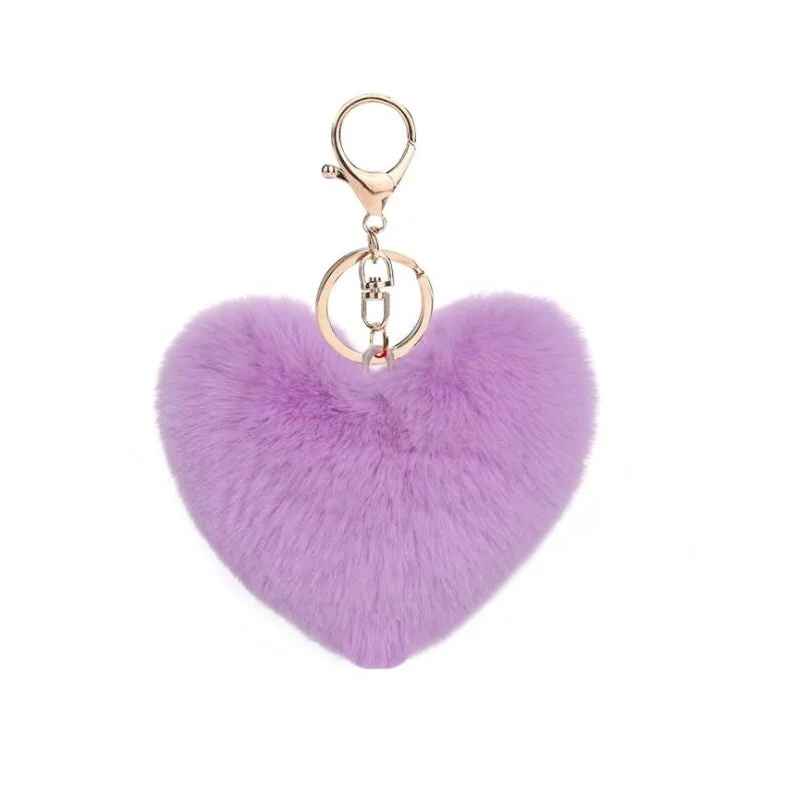 Cute Fluffy Love Heart PomPom Keychain