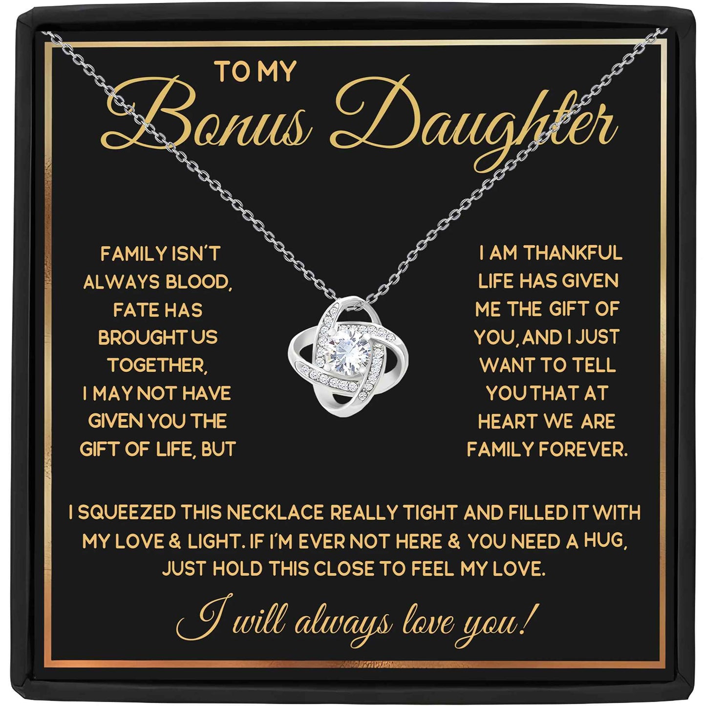 To My Bonus Daughter Love Knot Necklace