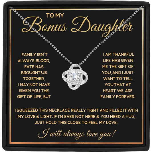 To My Bonus Daughter Love Knot Necklace