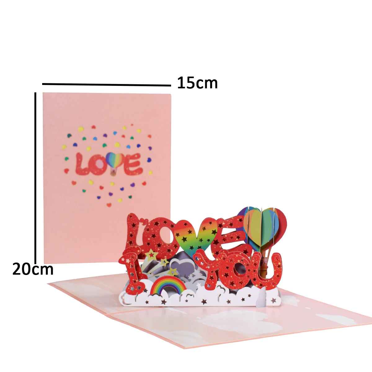 Romantic 3D Pop-Up Greeting Card with Envelope