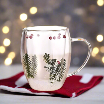 200/350ml Double Walled Glass Christmas Mugs