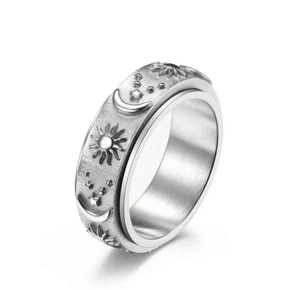 Goth Star Moon Sun Rotatable Fidget Spinner Ring