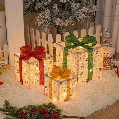 3pcs Christmas Gift Box Decor Set