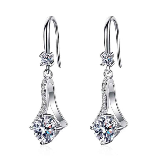 Sterling Silver 1 Carat Moissanite Diamond Earrings