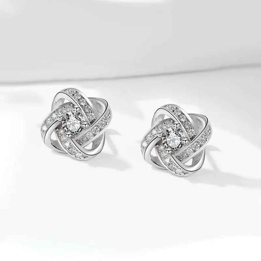 Elegant Silver Zirconia Flower Stud Earrings