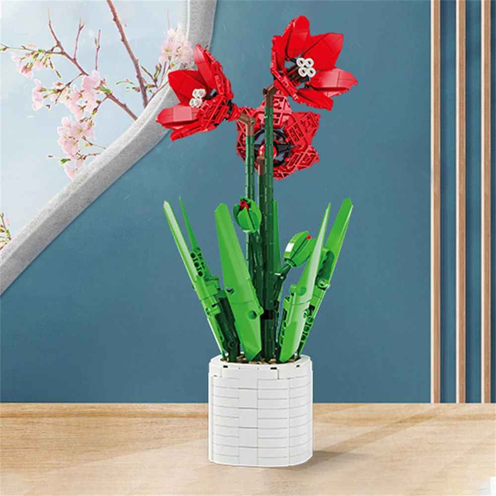 City Creativity Bouquet Flower Potted Plant Building Blocks