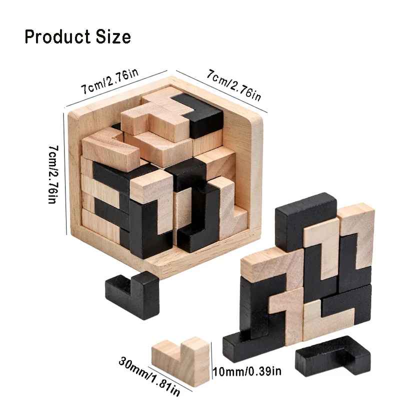 Wooden Toy Brain IQ Mind 3D Cube Interlocking Puzzle