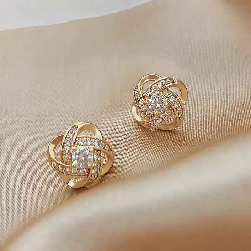 Elegant Gold-Plated Rhinestone Earrings