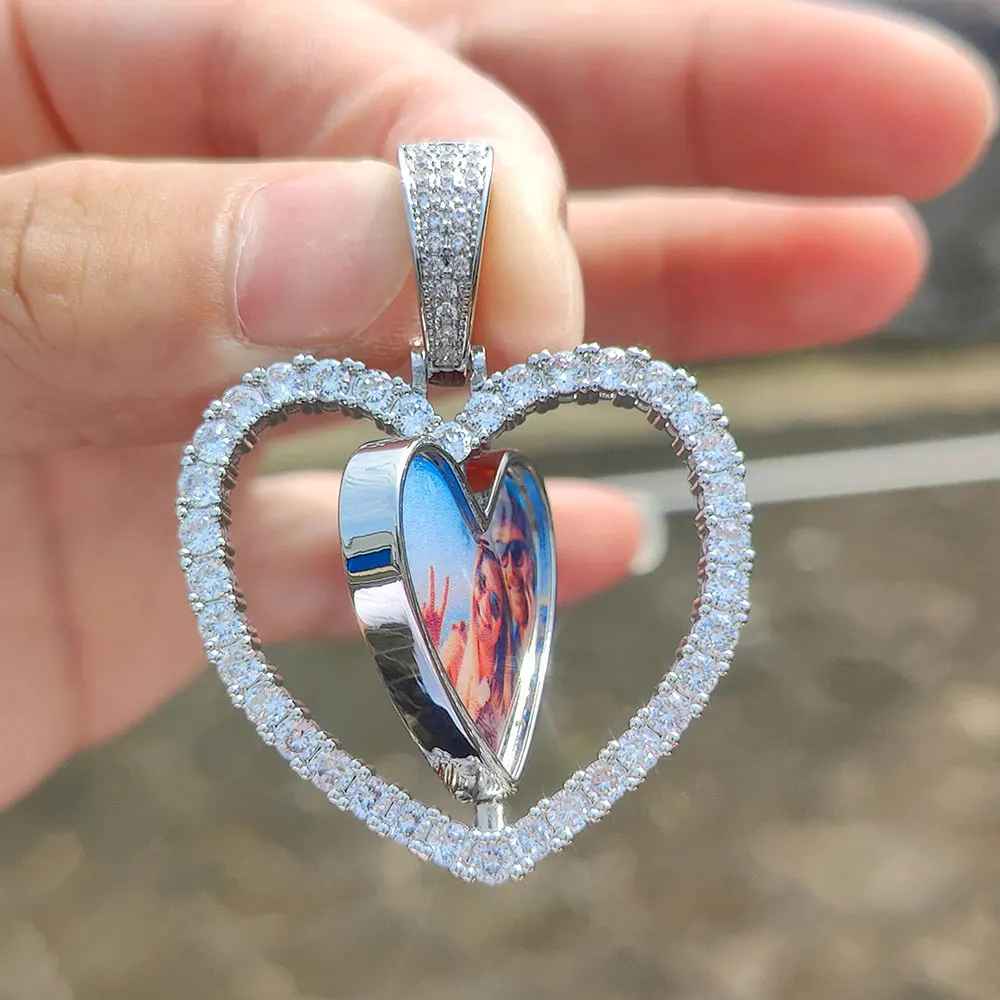 Customized Two-Sided Heart Picture Pendant Necklace