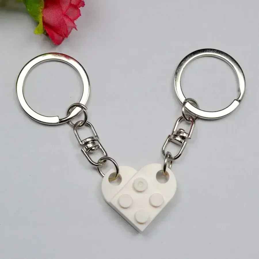 1Pair Cute Love Heart Building Block Couple Keychain