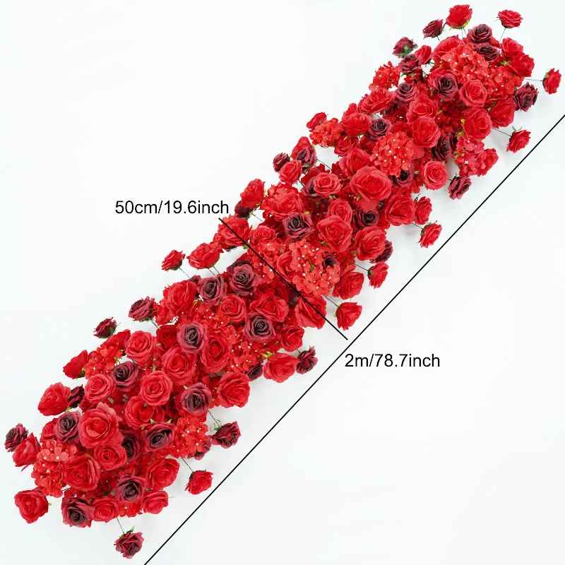 Luxury 5D Red Floral Arrangement with Heart-Shaped Frame Wedding Backdrop Decor