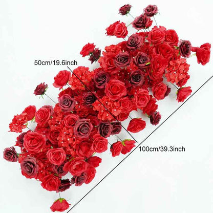 Luxury 5D Red Floral Arrangement with Heart-Shaped Frame Wedding Backdrop Decor