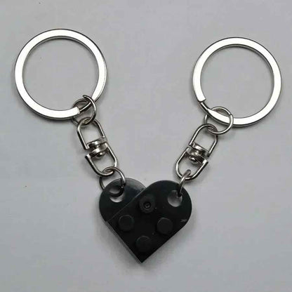 1Pair Cute Love Heart Building Block Couple Keychain