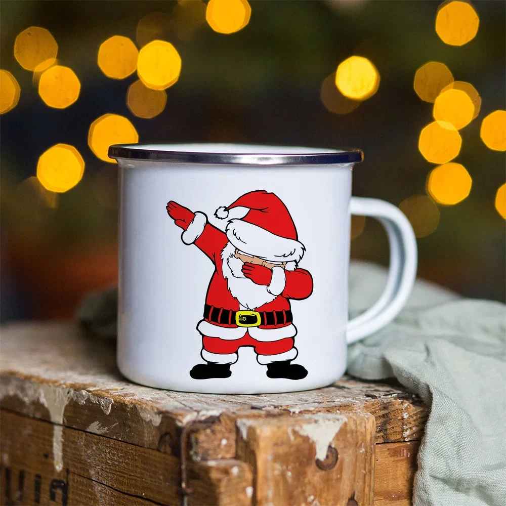 Christmas Santa Dab Print Enamel Mug