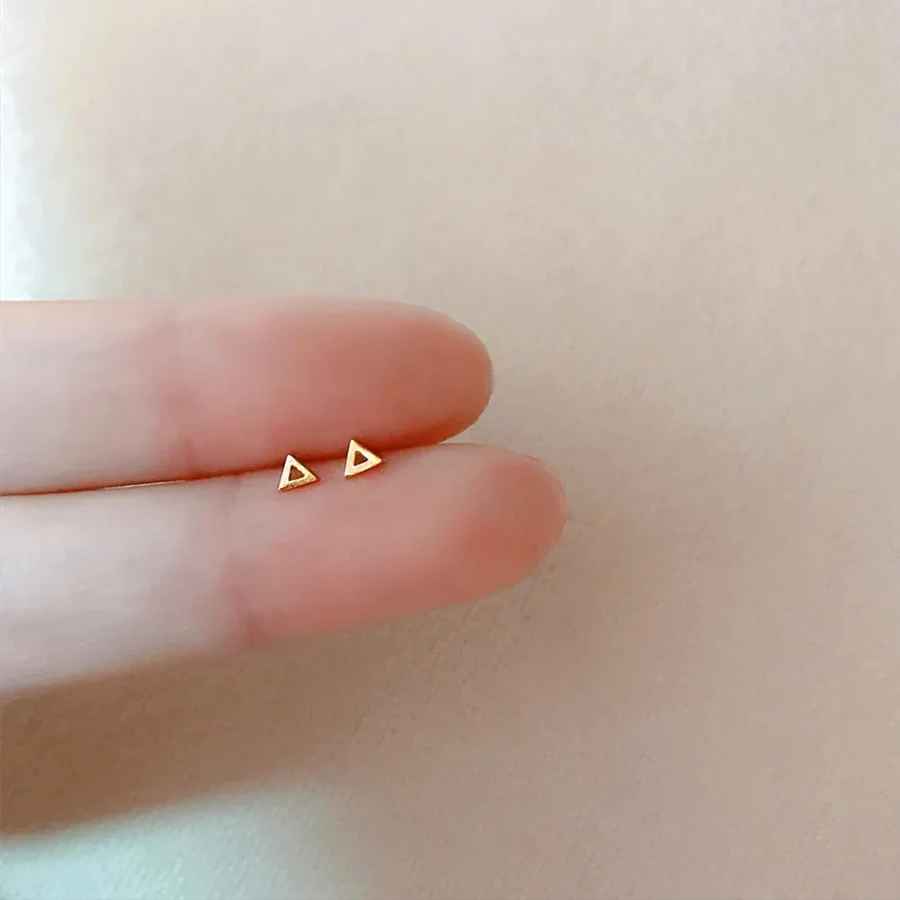 Mini Minimalist Silver Plated Triangle Stud Earrings