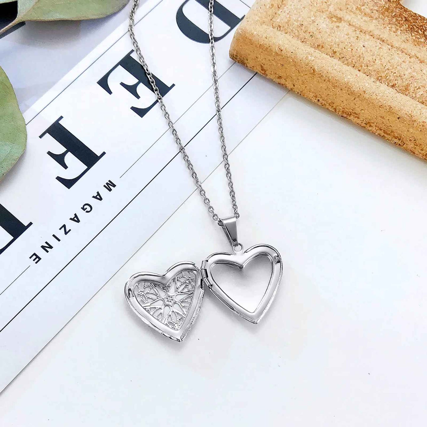 Elegant Heart Locket Pendant Necklace