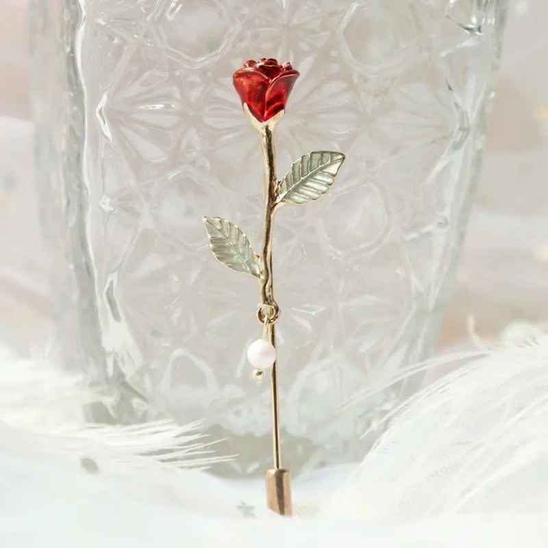 Delicate Rose Flower Pearl Brooch