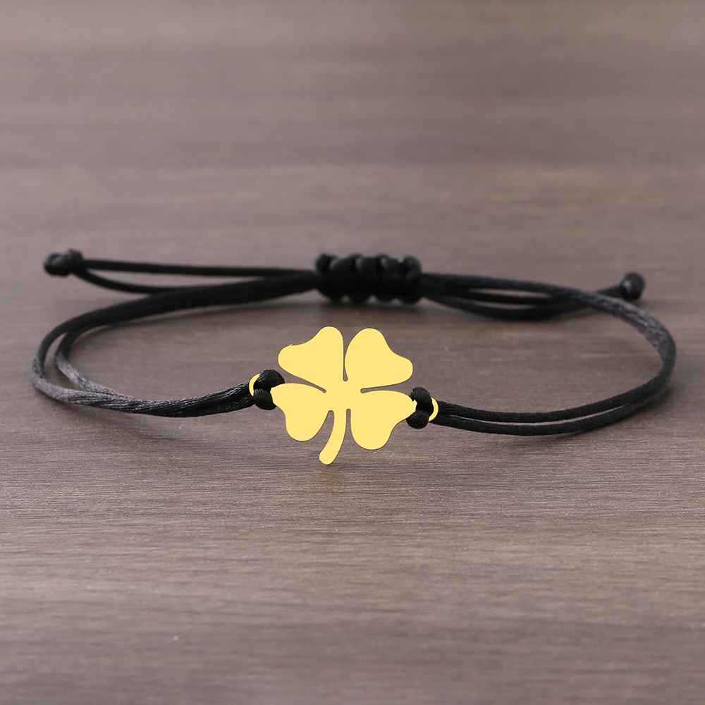 Trendy Clover Stainless Steel Rope Bracelets