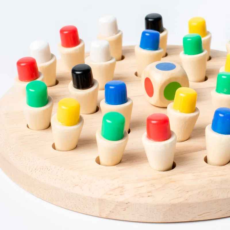 Wooden Memory Match Stick Chess Color Game Board Puzzle