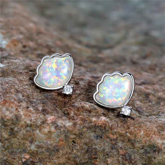 Small Clam Opal Stone Cloud Stud Earrings