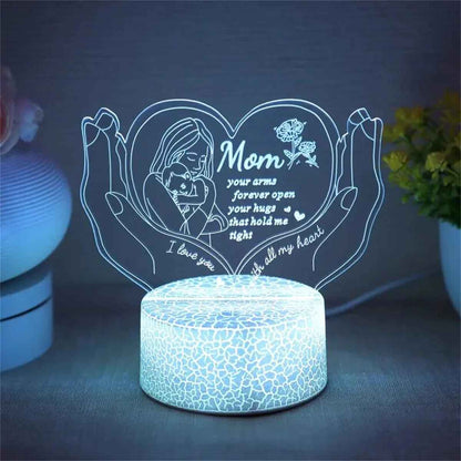 Mom 7-Color Changing Ambient 3D Night Light Lamp with Touch Control