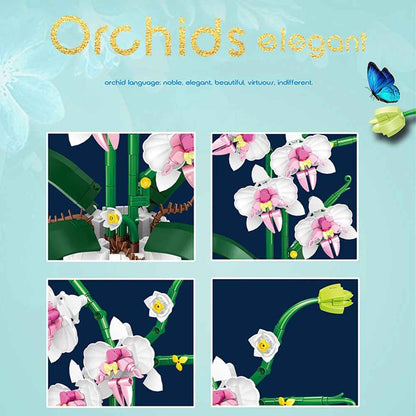 Orchids Flower Bouquet Building Blocks