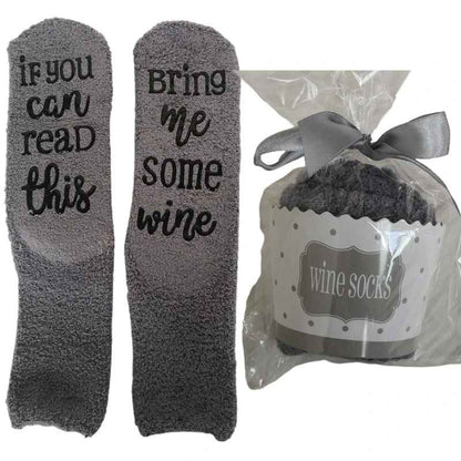 If You Can Read This Bring Me Some Wine Winter Fuzzy Plush Socks