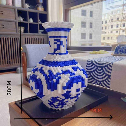 28cm Creative DIY Chinese Style Blue and White Porcelain Vase Puzzle Building Block