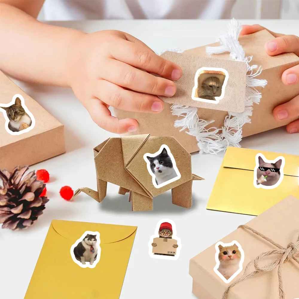 50-500PC Funny Cat Graffiti Cartoon Children Sticker