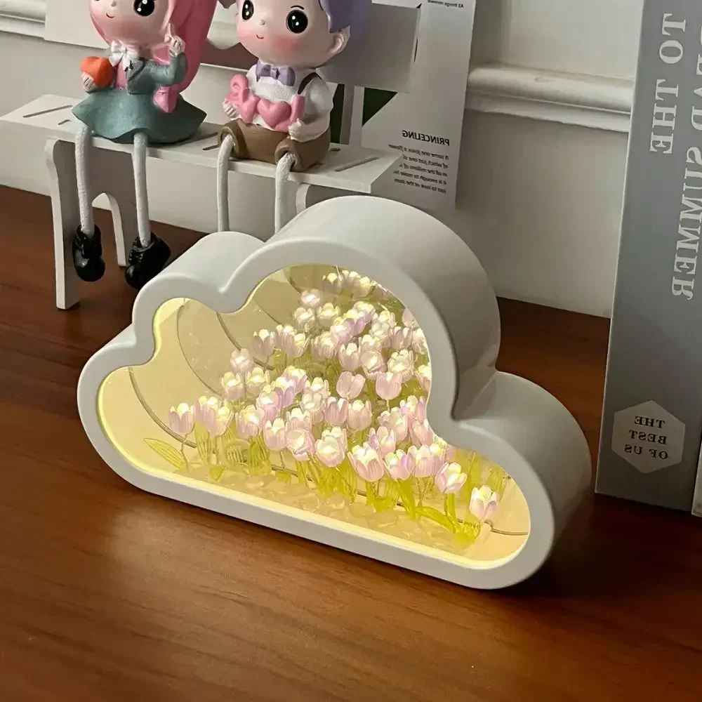 DIY 20 Artificial Tulip Flowers LED Desk Night Light