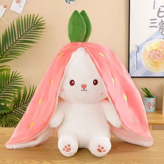 25cm Cute Transform Strawberry and Carrot Rabbit Plush Doll