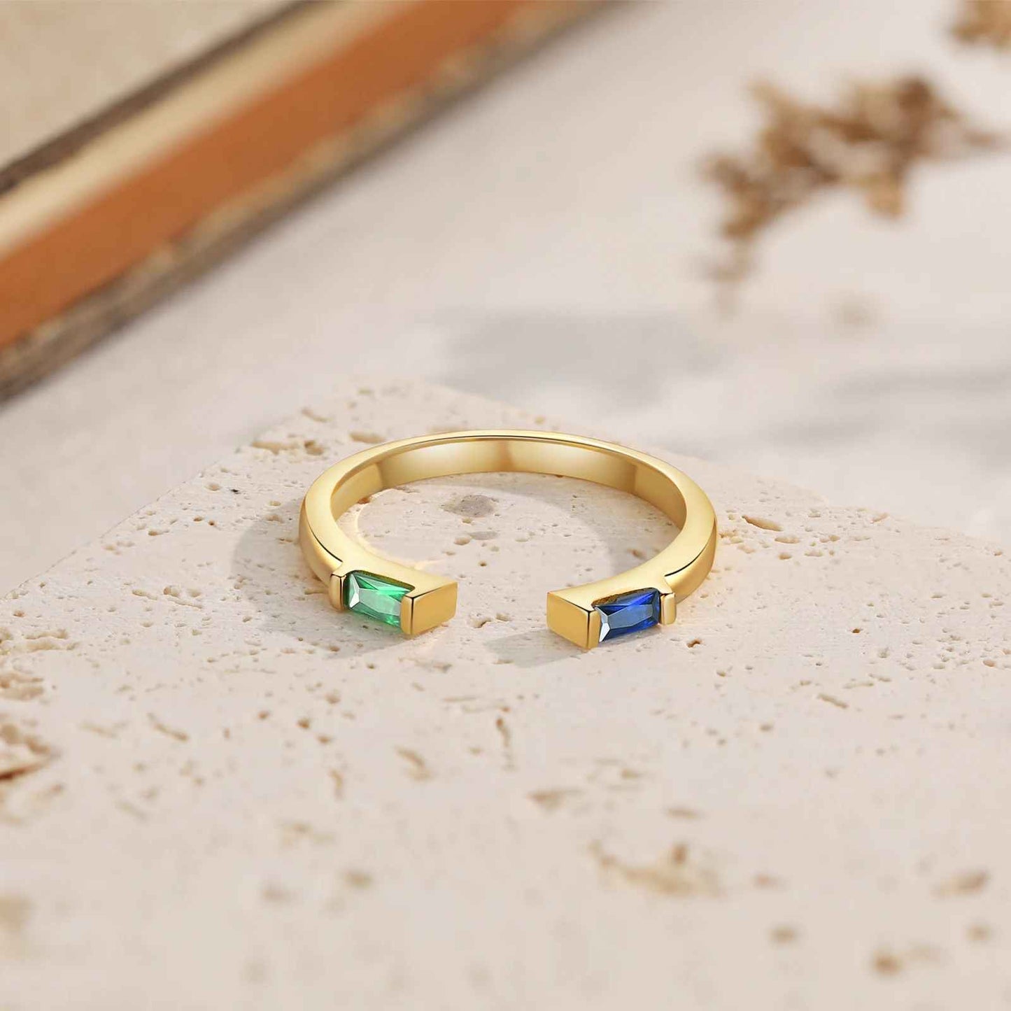 Minimalist Style Personalized Couple's Birthstone Ring