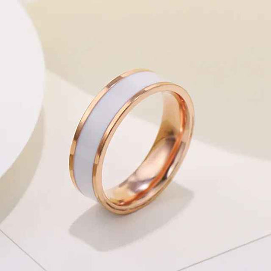 6mm Rose Gold Color Enamel Ring