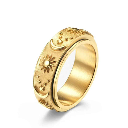 Goth Star Moon Sun Rotatable Fidget Spinner Ring