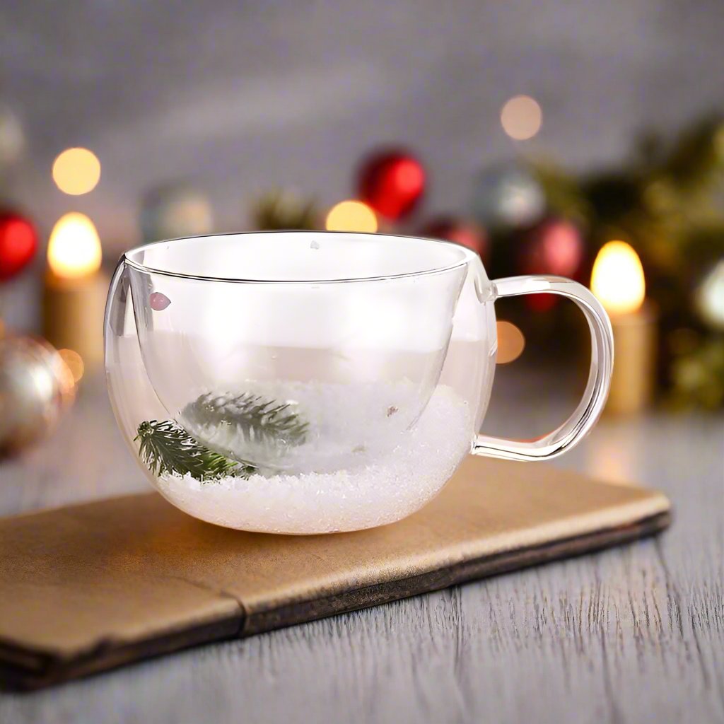 200/350ml Double Walled Glass Christmas Mugs