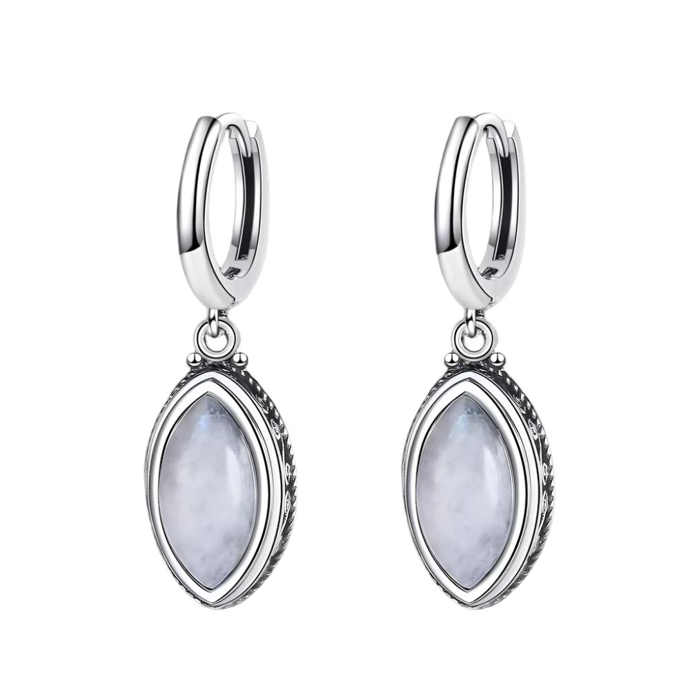 Sterling Silver Natural Moonstone 5x10mm Pendant Earrings