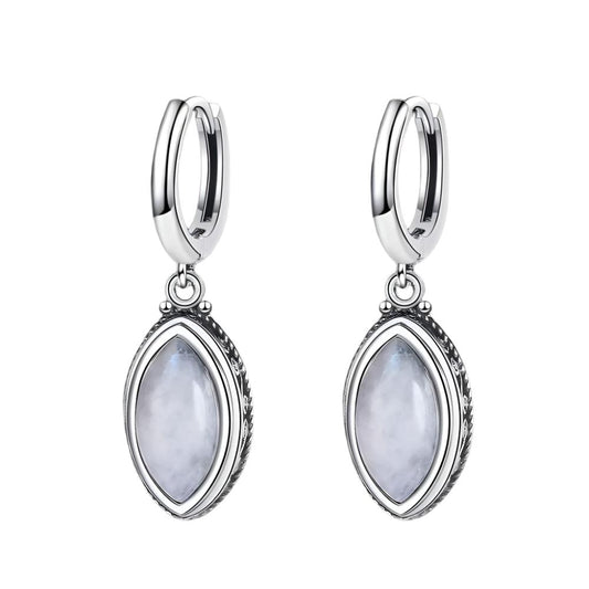 Sterling Silver Natural Moonstone 5x10mm Pendant Earrings