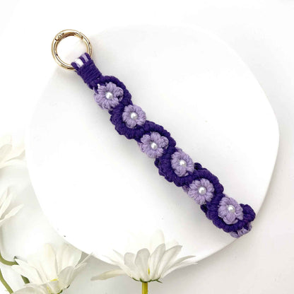 Bohemian Hand Woven Rose Flower Keychain Strap – Unique Boho Chic Accessory for Bags, Keys, and More