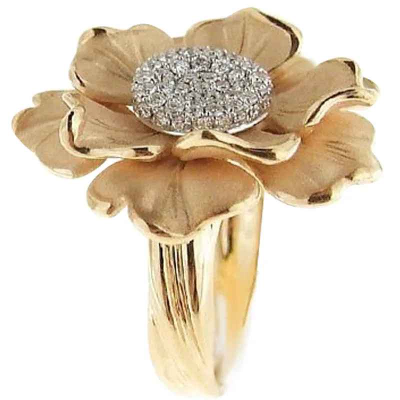 Gold-Plated Stainless Steel Large Flower Ring