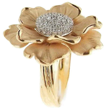 Gold-Plated Stainless Steel Large Flower Ring