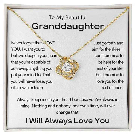 To My Granddaughter Love Knot Necklace