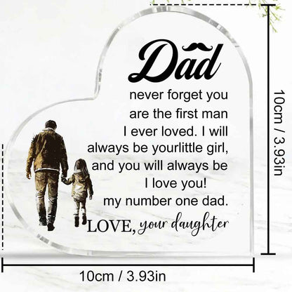 Message to Dad from Daughter Transparent Heart-shaped Plaque Decor