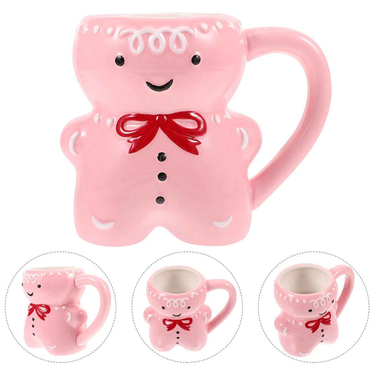 Pink Christmas Gingerbread Man Ceramic Mug