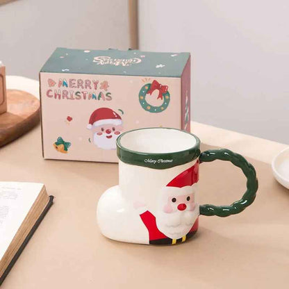 360mL Christmas Creative Socks Ceramic Mug with Handle