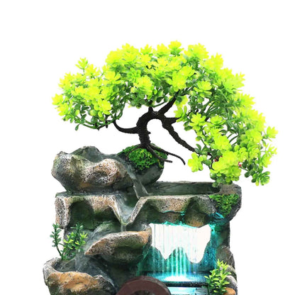 Rockery Bonsai Tabletop Water Fountain with Light