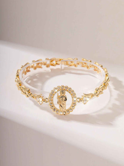 Religious Inlaid Zircon Gold Plated Fashion Bracelet