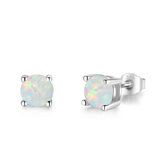 Classic Opal Sterling Silver Stud Earrings